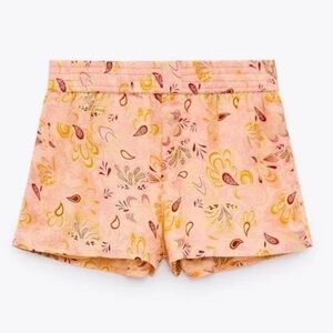 Zara Pink Paisley Print Cotton Shorts